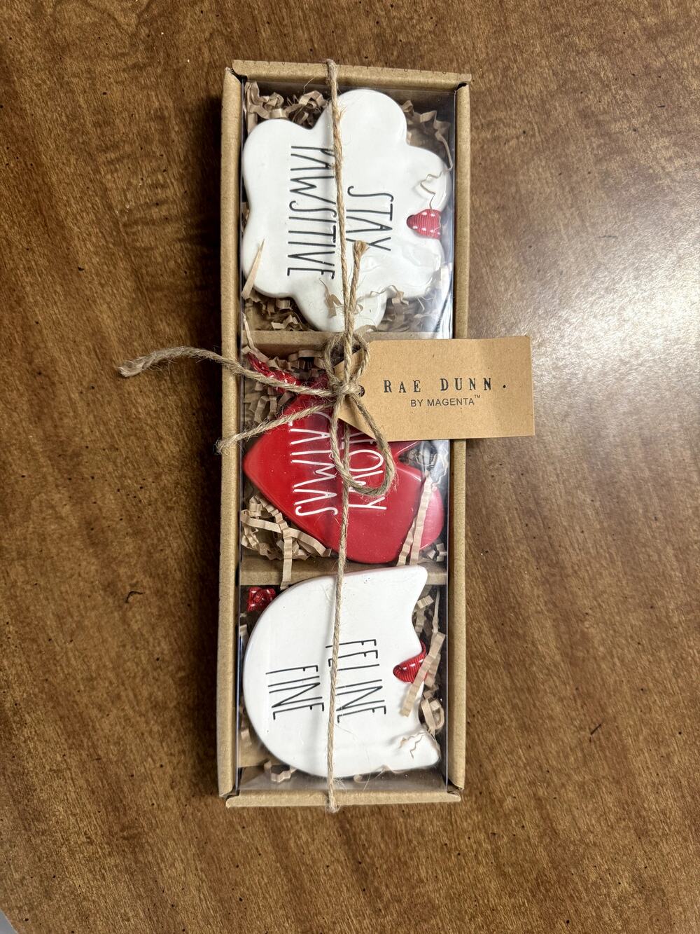 Rae Dunn Cat Christmas Ornament Set